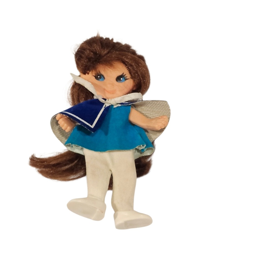 Ideal Flatsy Doll Vintage 1969 5 Inch Blue Sailor Outfit Brown Hair Toy Retro
